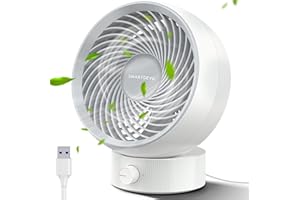 SMARTDEVIL Ventilatore USB,Ventilatori da Tavolo Mini USB Ventilatore Silenzioso 180 Tipi di velocità del Vento, Portatile del può Regolare su e Giù 20°, per Scrivania/Casa/Viaggiare-Bianca
