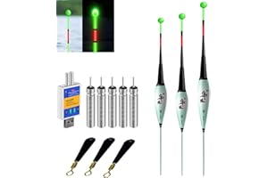 FUFRE 3 piezas de pesca LED con indicador de mordedura, flotadores de pesca con detección de gravedad y base, accesorios de pesca para la zona de buceo pesca en el lago, río o estanque.