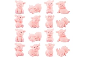 BLUELVES 16 Piccoli Maialino in Miniatura in Resina, Piccoli ​Maialini Portafortuna, Maialino Rosa,Decorazione da Tavolo, Capodanno, Nozze, Compleanno