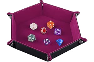SIQUK Tavola per Dadi, Cuoio Esagonale Pieghevole in PU e Supporto in Dark Rose Red per Dungeons And Dragons Gioco D & D Rpg Dice e Altri Giochi da Tavolo