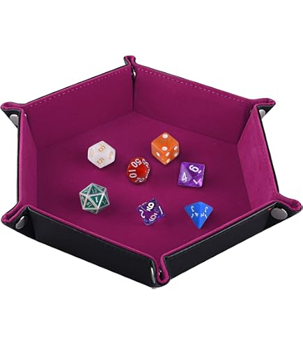 Plateau à Dés Hexagonal Wisafory - Cuir Et Velours - Pliable Pour D&D, Jeux De Société - Rangement Pratique