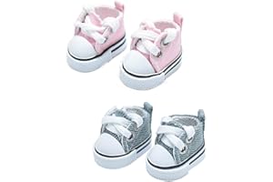 JUKOTA 2 Pares zapato de muñeca, Accesorios Disfraces para muñecas, Zapatos de lona, Adecuado para Todas Las muñecas de 17 cm, Outfit Ropa, sin muñeca