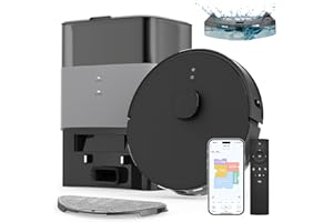 FIXR Saugroboter mit Wischfunktion und Absaugstation, 3.5L Staubsauger Roboter, Roboterstaubsauger für Teppich und Tierhaare, App und Alexa, LiDAR Navigation, 180Min Laufzeit (Schwarz)
