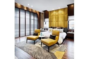 TRANS - PAL Upholstered Velvet Accent Wall Panels, Pack of 1/2/4, 60 x 30 cm, Easy Install, Wall-Mounted Headboards, Anti-Collision Padding for Kids' Rooms (4, mustard)