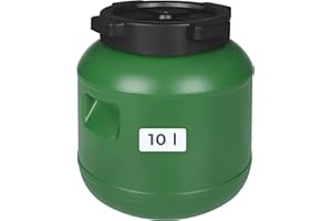 F & R Small Barrel 10 Litres Made of HDPE for Storage, Horse Feeding Bin, Water Tank, Wide Neck Barrel with Lid, Water Barrel, Sauerkraut Barrel, Cucumber Barrel, Fermentation Barrel, Mash Barrel