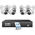 ZOSI 4K NVR 5MP PoE CCTV Security Camera System, 8-Port 16CH NVR with 2TB HDD, 4x5MP Outdoor PoE IP Cameras with Person Vehicle Detection, Color Night Vision, Smart Light Siren,30fps