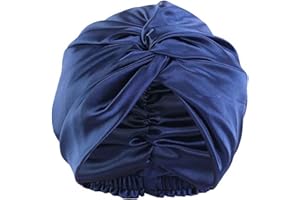 PAPU Cuffia da donna in 100% seta di gelso 22 momme, per dormire, la cura dei capelli delle donne, double-face, bendaggio naturale regalo personalizzato con certificazione OEKO standard (blu navy