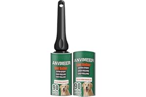ANVIMEER Lint Rollers for Pet Hair Clothes [ Extra Sticky ] Lint Roller for Couch [ Easy to Peel ] Lint Remover Brush Remover for Carpet Dust Fur Fluff Cat & Dog Hair Removal (1 Handle+180 Sheet)