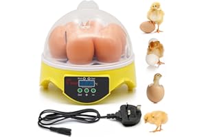 Yuecheng BREUAILY Mini 7 Egg Incubator Poultry Incubator,Fully Automatic chick brooder Intelligent temperature control with LED Digital Screen for Chicken Quail Reptile Egg Uk Plug