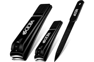 ‎OCBA OCBA Stainless Steel 2 Nail Clippers and 1 Nail File, Nail Clippers for Thick Toenails, Professional Heavy Duty Fingernail Clippers for Men and Women (2 Nail Clippers and 1 Nail File)