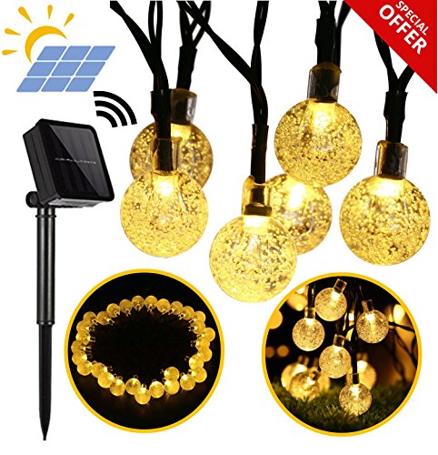Preisvergleich Produktbild Primium Solar String Lights, Wasserdichte Outdoor Kugel-, 20ft 30 LED Fairy Crystal Ball Beleuchtung für Weihnachtsbäume, Garten, Terrasse, Hochzeit, Party und Urlaub Dekorationen, warm-weiss