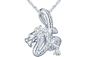 Yumilok pendentif collier en 925 argent pur le dessin du dragon à la mode pour femme fille couleur d'argent