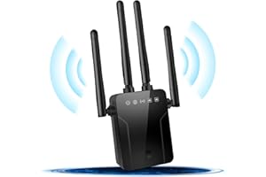 DOBWGXZ WiFi Extender Booster, Internet Booster with Ethernet Port, 4 Antennas WIFI Booster Range Extender, Wireless Signal Booster Easy Setup