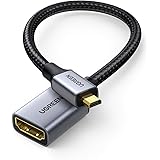 UGREEN Micro HDMI to HDMI Adapter, 4K@60Hz Micro HDMI Male to HDMI 2.0 Female Braided Cable Supports ARC 3D HDR Ethernet Comp
