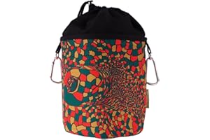 bellaCott Sac à Pinces à Linge Portable à Suspendre en Coton, 2 mousquetons, Fermeture à Cordon, Attache métallique pour Ranger Les Pinces à Linge, Ø 17 cm x 28 cm, Motif : Tortue