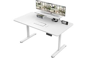 ‎TRIUMPHKEY TRIUMPHKEY 140x60cm Schreibtisch Höhenverstellbar mit Regal Höhenverstellbarer Schreibtisch Ergonomischer mit groß Tischplatte Monitorablagen,Steh-Sitz Tisch Computertisch Home Office Weiß