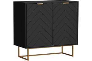 UEV Kommode mit 2 Türen, Sideboard mit Füße und verstellbare Ablagen, Küchenschrank, Anrichte, Mehrzweckschrank für Wohnzimmer Esszimmer Flur Schlafzimmer, 80x40x77,5 cm schwarz
