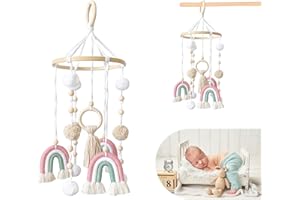 XUHN Móvil De Cuna Con Pompón Arcoíris Carillón Viento Bebé Móviles Para Cuna De Bebé Decoración Para Dormitorio Habitación Infantil Cuna, Regalo Para Niñas y Niños