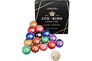 Cue-King Black Edition Pool Balls, Grade AA+ 2" UK Size Set with Pro Dotted Cue Ball, Premium Pool Ball Set for Pool Table