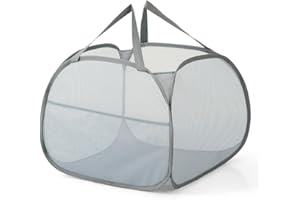 RUNFAR SHOP Cesto portabiancheria pieghevole pop-up, 2 pezzi, 90 l, cesto portabiancheria pieghevole con manico, per cameretta dei bambini, campeggio e viaggi, grigio