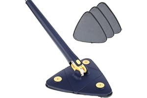 CIVG Vadrouille de Nettoyage Réglable Rotative à 360,Fibre Superfine Balai à Franges,Absorbe et Déshydrate Rapidement Balai de Nettoyage Triangulaire pour Carrelage,Bois Franc,Ciment (A)
