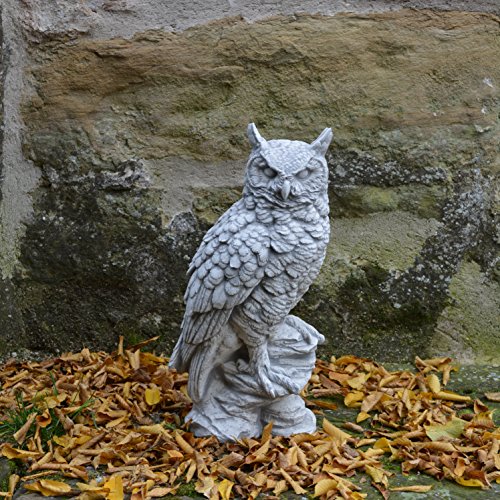 Lustige Eule Uhu Vogel aus Steinguss, frostfest