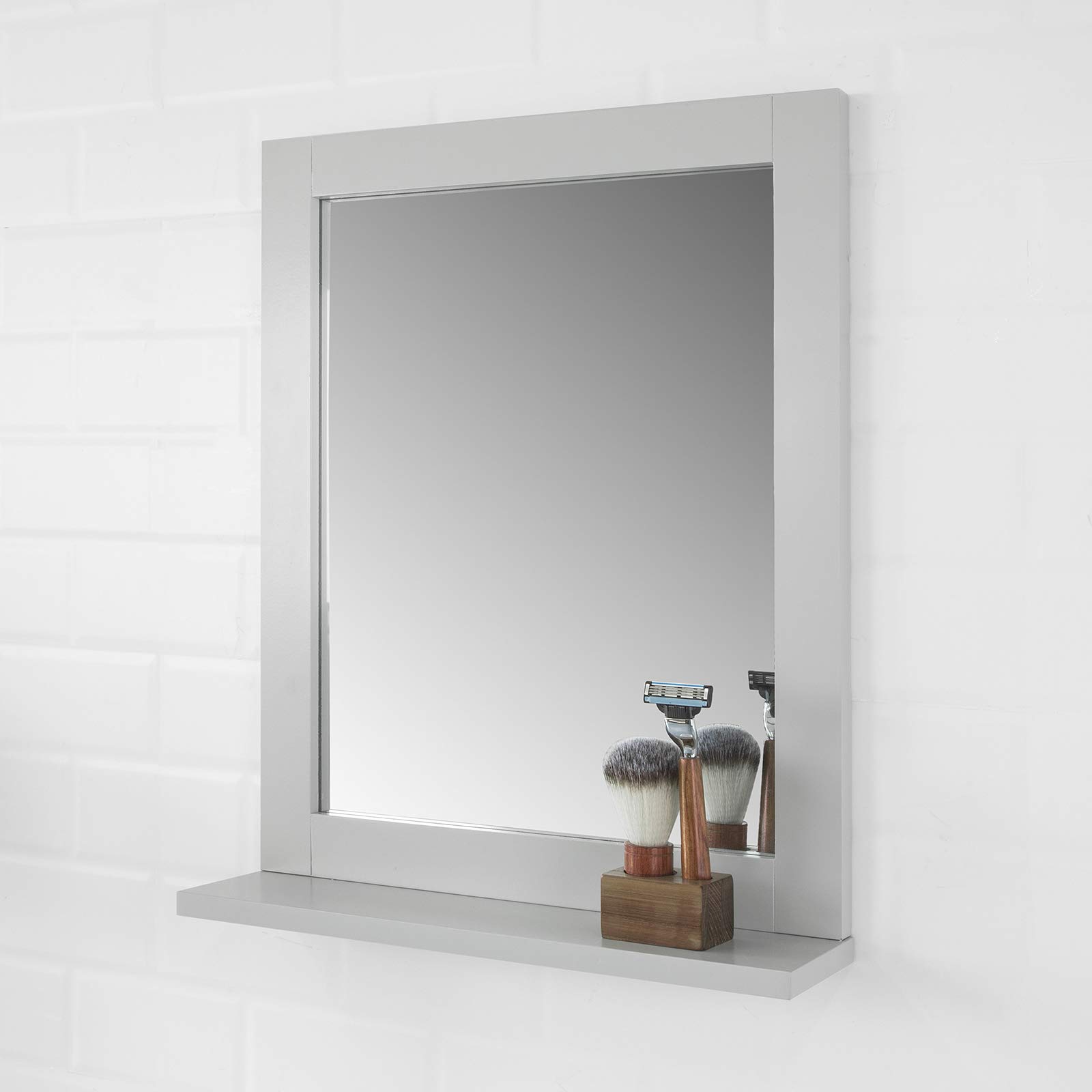 SoBuy FRG129-SG Spiegel Wandspiegel Badspiegel mit Ablage dunkelgrau BHT: 40x50x10cm