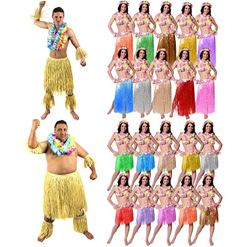 HAWAIIAN COUPLE MENS AND LADIES FANCY DRESS COSTUME – LADIES COSTUMES  MENS COSTU E PERFECT FOR ADULTS SUMMER HAWAII LUAU HULA BEACH PARTY DRESS  UP