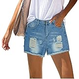Landove Jeans Corti Strappati Ragazza Vintage Shorts Denim Pantaloncini Buco