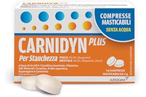 Carnidyn Plus Integratore Alimentare per Stanchezza Mentale e Fisica, 18 Compresse Masticabili Senza Acqua da 3g, Gusto Agrumi