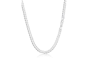 Silvora Cadena Plata 925 Hombre Mujer, 3mm 5mm Ancho, Collar Italiano de Eslabones Cubanos/Fígaros, 36-71cm Largo, Joyería Simple Básica, Caja de Regalo