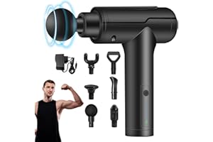 Pistolet do masażu, pistolet do masażu HyAdierTech, tkanka głęboka, masażer mięśni ze wskaźnikiem naładowania LED i 6 głowic masujących, ręczny elektryczny masażer do mięśni perkusyjnych, łatwo przenośny do relaksu podczas masażu mięśni