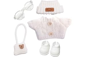 ZXTGBQ Bekleidung für 17cm Labu Plüsch, Kuscheltier Kleidung Outfit nur Bekleidungs Zubehör, Kleidung für 17 cm Puppe, DIY Kinder Geschenke (Weiß)