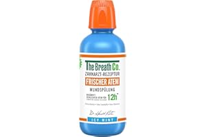‎THE BREATH CO. The Breath Co. Mundspülung (500ml), Zahnfleischpflege für bis zu 12 Stunden Frischer Atem, Antibakterielles Mundwasser für Zahnpflege gegen Mundgeruch, Alkoholfrei, Eis Minze