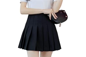 nonotse Women Girls High Waist Pleated Skater Tennis School Short Skirt