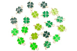 SLTAXAR 96 Pcs Trèfle à 4 Feuilles Porte Bonheur Trèfle Porte Bonheur Pendentifs Trèfle à Quatre Feuilles Pendentif Trèfle à 4 Feuilles Pendentif Trèfle Vert pour Bracelets Colliers
