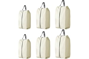 CJWLKJ 6Pcs Multi-Size Travel Shoe Bags Portable Travel Gifts Shoe Organizer with Zipper Closure, Waterproof Nylon Shoe Storage Organizer with Handle Travel Bags for Men and Women, Beige