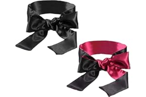 TFSYLISA 2 Pack Satin Eye Blindfold Smooth Satin Eye Cover Silk Sleep Mask Band Blinder for Sleeping Games 150cm Black Red