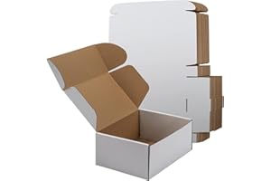 RLAVBL 25 Stück weiße Versandkartons mit den Maßen 22,9 x 15,3 x 10,2 cm für den Versand von Gegenständen, Spielzeug und Geschenken