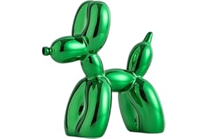 YOYUMI Mini Scultura Cane Palloncino Statue - Decorazione in Resina con Superficie Brillante, Decorare il Soggiorno Camera da Letto Vetrina e Ufficio, Verde 9,5 * 9,5 * 4 cm