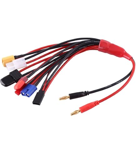 Câble Chargeur RC XT60 Vers Fiches Banane 4mm – 14AWG En Silicone Pour Batteries Lipo – Adaptateur Pour Voiture, Avion, Bateau Modèle
