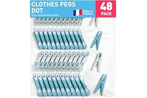culiclean – Mollette per Bucato – 48 Pezzi – Design Dot Eco – Mollette Panni Resistenti – Antisegno per Bucato – Colori Assortiti – blu-bianco