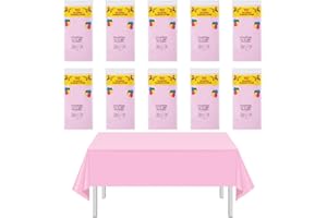 CEILIWEN 10 Packs Pink Plastic Tablecloths 274x137cm, Rectangle Table Covers for Parties, Weddings, Picnics, Indoor & Outdoor Use