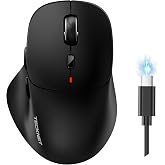 TECKNET Rechargeable Bluetooth Mouse (BT 5.0/3.0 + 2.4G), Wireless Mouse | 3 Device Connection, Quiet, 4800 DPI, 2.4G Ergonom