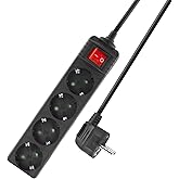 ACT Power Strip with Illuminated Switch, 4 Sockets, 2 m Cable, Black AC2440 | for network switches
