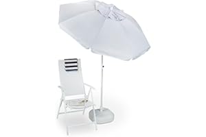 Relaxdays Sun Umbrella 180 x 180 cm, Premium, Polyester, Tilt Function, Garden Parasol