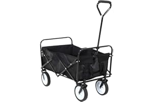 EAZYGOODS Folding Garden Trolley Cart Wagon Pull Along Wheelbarrow Shopping Bag Heavy Duty Black - NEXT WORKING DAY DELIVERY