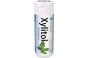 ‎MIRADENT miradent Xylitol Zahnpflegekaugummi Pfefferminze Dose 30 Stück (1 x 30 g) | erfrischender Geschmack | zuckerfrei | vegan | kariespräventiv | für unterwegs