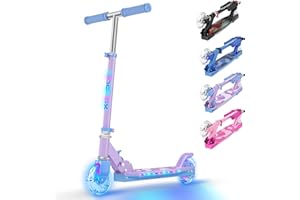 ‎TONBUX TONBUX Roller Kinder 6 Jahren, Kinder Roller mit Cool Beleuchteten Stangen, Rädern und Deck, 3-Stufig Höhenverstellbarer Kinderroller, Faltbarer Leichter Scooter Kinder von 5 bis 12 Jahren