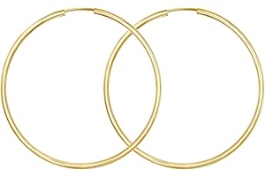 EDELIND Pendientes Aro Grandes finos 50mm 8K 14K 18K Oro amarillo Criollas grandes mujer, ancho 2 mm Aretes de oro puro con Caja de regalo de joyería